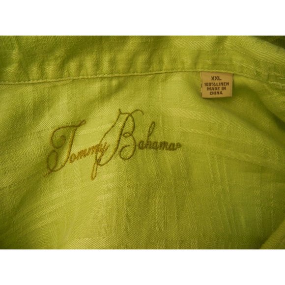 XXL Tommy Bahama Linen Lime Green casual button up shirt - Picture 4 of 7